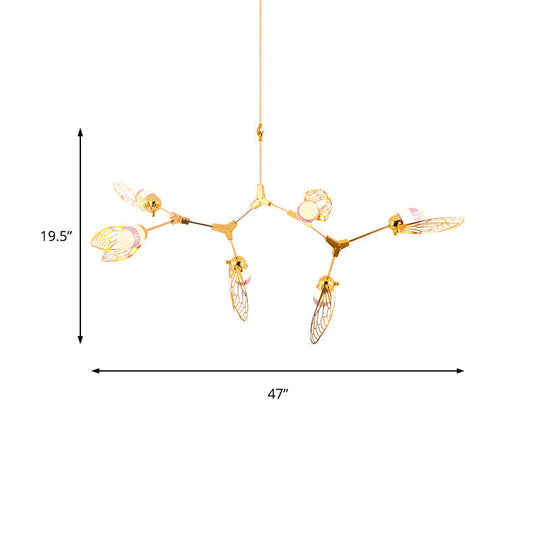 Butterfly Chandelier Pendant Light - Romantic Metallic Gold Finish for Dining Table