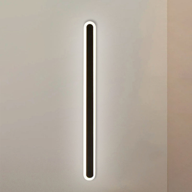 Nordic LED Flush Wall Sconce in Warm/White Light - Elongated Bar Design - 16"/23.5"/31.5" W - Acrylic - Black/White