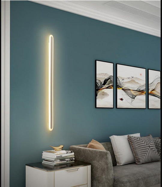 Nordic LED Flush Wall Sconce in Warm/White Light - Elongated Bar Design - 16"/23.5"/31.5" W - Acrylic - Black/White