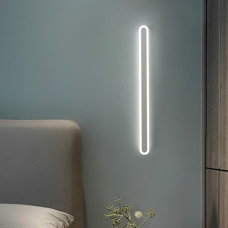 Nordic LED Flush Wall Sconce in Warm/White Light - Elongated Bar Design - 16"/23.5"/31.5" W - Acrylic - Black/White