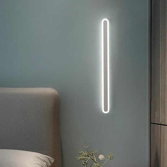 Nordic LED Flush Wall Sconce in Warm/White Light - Elongated Bar Design - 16"/23.5"/31.5" W - Acrylic - Black/White