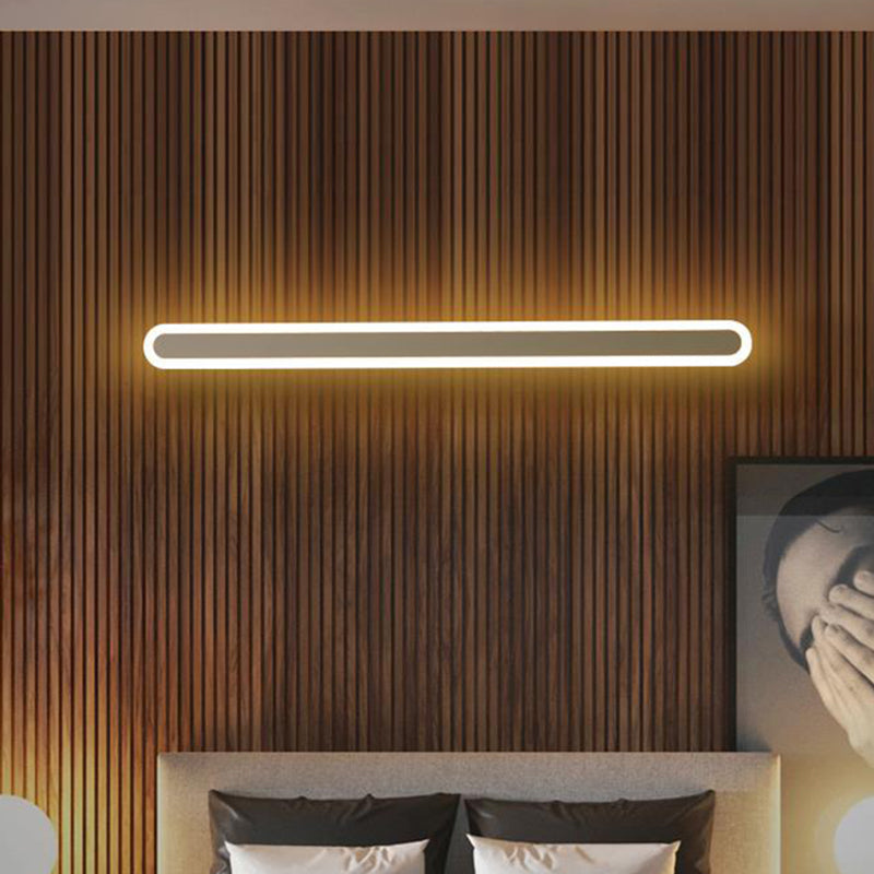 Nordic LED Flush Wall Sconce in Warm/White Light - Elongated Bar Design - 16"/23.5"/31.5" W - Acrylic - Black/White