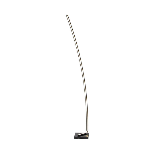 Minimalist Metal Curved Linear LED Floor Light with Foot Switch - Black/White/Gold Stand Up Lamp, Warm/White Light