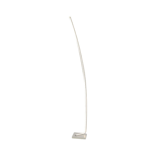 Minimalist Metal Curved Linear LED Floor Light with Foot Switch - Black/White/Gold Stand Up Lamp, Warm/White Light