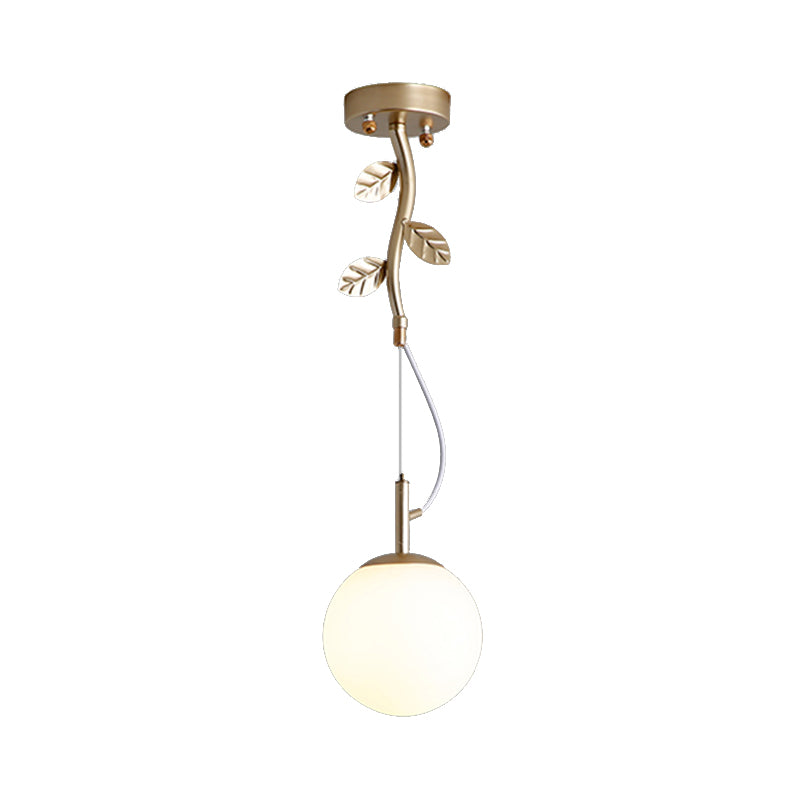 Contemporary Gold Plant-Shaped Pendant Light with Opal Glass and Frosted Glass - Ideal for Hotels
