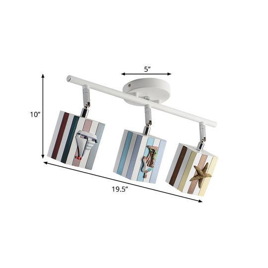 Nautical Flush Mount Ceiling Light with Rotatable Cuboid and 1/2/4 Heads, 5w/10w Resin for Kids Room