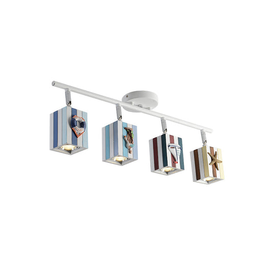 Nautical Flush Mount Ceiling Light with Rotatable Cuboid and 1/2/4 Heads, 5w/10w Resin for Kids Room