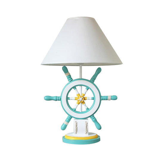 Kids Wooden Rudder Table Lamp in Pink/Blue/Green with Dimmer & Power Switch - Bedside Night Light