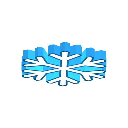 Colorful LED Flush Light Macaron Red/Yellow/Green Ceiling Mount Fixture for Nursery School with Snowflake Acrylic Shade