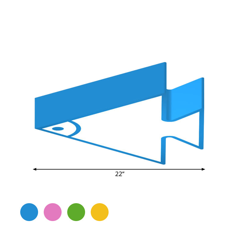 Kid's LED Flush Mount Triangle-Fish Ceiling Light - 18"/22" Wide - Pink/Green/Blue - Acrylic Shade