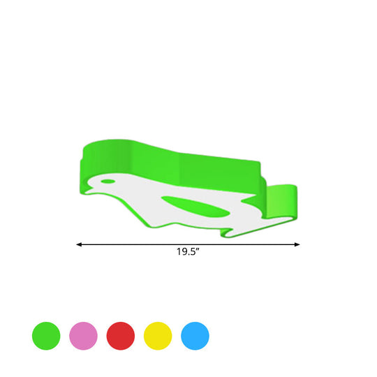 Penguin LED Flush Mount Lighting for Kids' Metal Kindergarten Ceiling Lamp - Red/Pink/Yellow