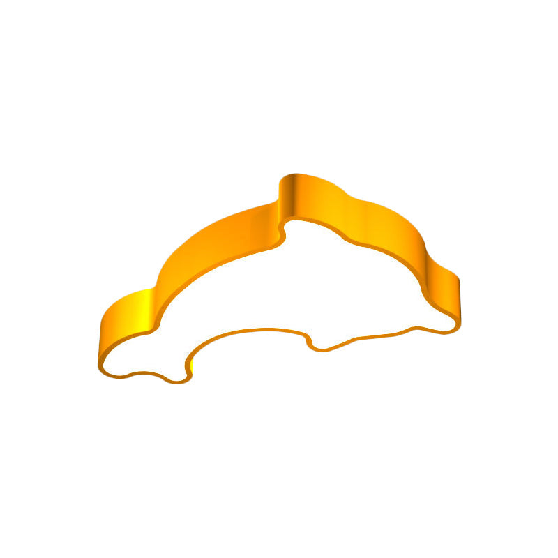 Dolphin Nursery LED Ceiling Lamp Cartoon Flush Mount Light in Red/Yellow/Blue, 19.5"/23.5" Width