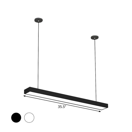 Modern Black/White Rectangle Pendant Light - 23.5"/35.5"/47" Wide LED Iron Hanging Fixture for Office