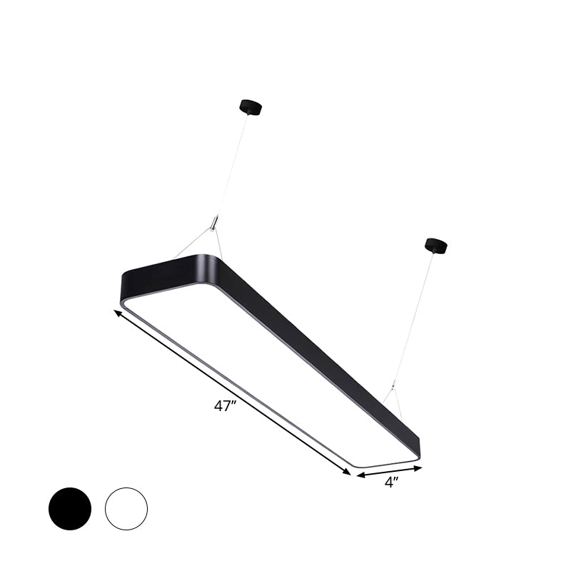 Contemporary Rectangle Pendant Light with LED, Acrylic Shade, Black/White, 4"/8"/12" W