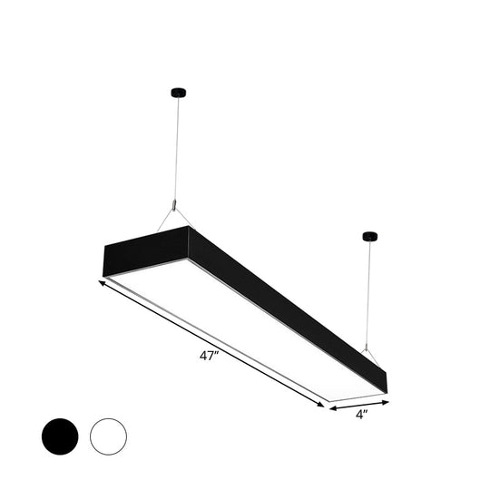 Minimalist Rectangular LED Hanging Light: 4"/8"/10" Acrylic Ceiling Pendant in Black or White