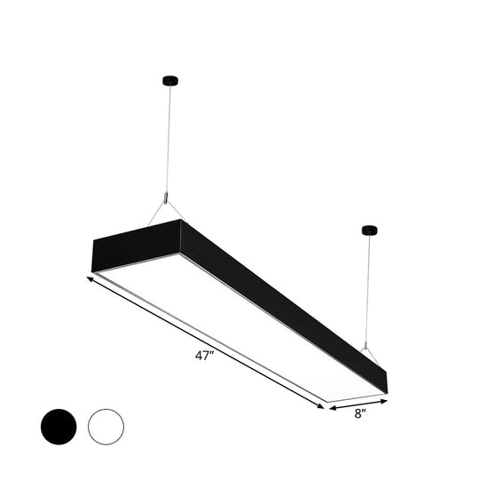 Minimalist Rectangular LED Hanging Light: 4"/8"/10" Acrylic Ceiling Pendant in Black or White