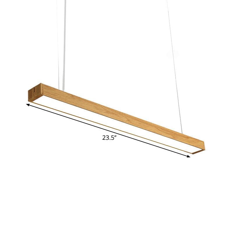Nordic Style Aluminum Linear Pendant Lamp - 23.5"/47"/71" Long, LED Ceiling Hang Light in Wood