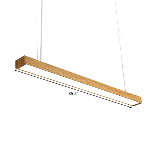 Nordic Style Aluminum Linear Pendant Lamp - 23.5"/47"/71" Long, LED Ceiling Hang Light in Wood