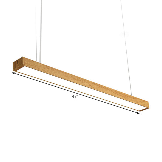 Nordic Style Aluminum Linear Pendant Lamp - 23.5"/47"/71" Long, LED Ceiling Hang Light in Wood