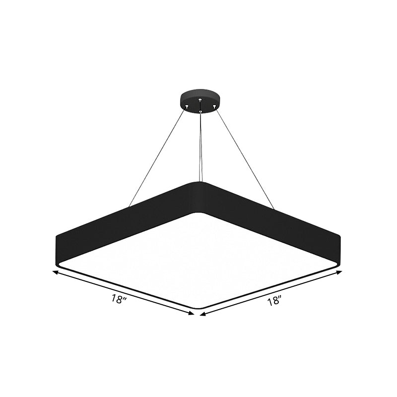 Simple Black Square Hanging Light - 18"/23.5" Width - Acrylic LED Ceiling Pendant for Living Room