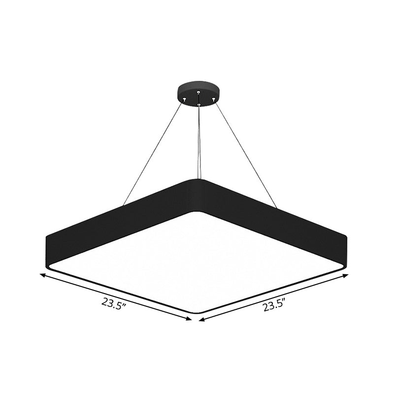 Simple Black Square Hanging Light - 18"/23.5" Width - Acrylic LED Ceiling Pendant for Living Room