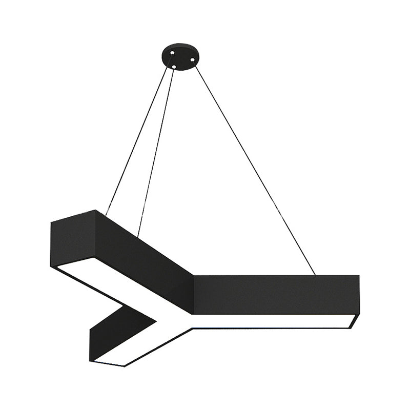 Modern Y-Shaped Gymnasium LED Ceiling Lamp in Black/White, 3 Sizes Available