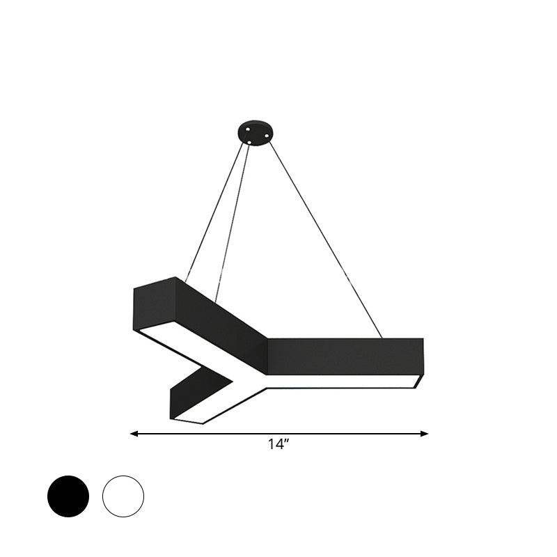 Modern Y-Shaped Gymnasium LED Ceiling Lamp in Black/White, 3 Sizes Available