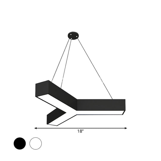 Modern Y-Shaped Gymnasium LED Ceiling Lamp in Black/White, 3 Sizes Available