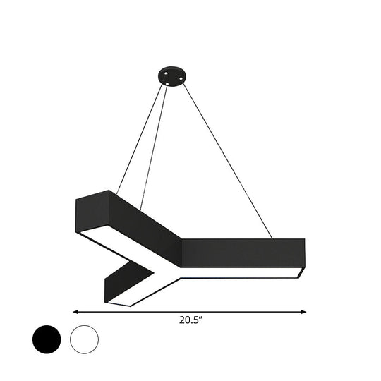 Modern Y-Shaped Gymnasium LED Ceiling Lamp in Black/White, 3 Sizes Available