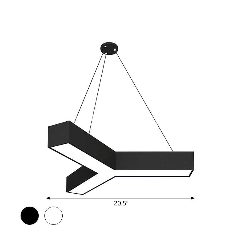 Modern Y-Shaped Gymnasium LED Ceiling Lamp in Black/White, 3 Sizes Available