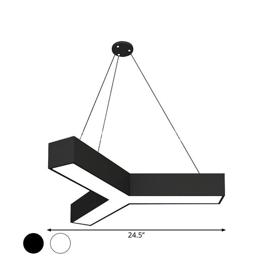 Modern Y-Shaped Gymnasium LED Ceiling Lamp in Black/White, 3 Sizes Available