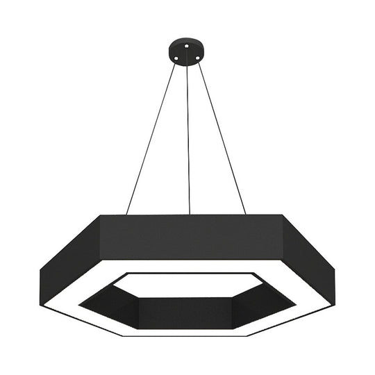Simple Style Round Acrylic Pendant Light w/LED - Black Suspension Lamp for Restaurant (18"/31.5"/39")