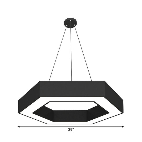 Simple Style Round Acrylic Pendant Light w/LED - Black Suspension Lamp for Restaurant (18"/31.5"/39")