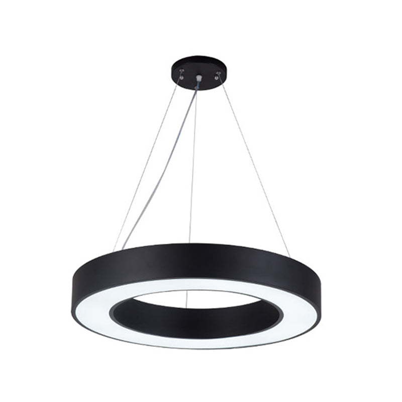 Minimalist Black Hoop Pendant Light with LED Acrylic Suspension - Available in 3 Sizes