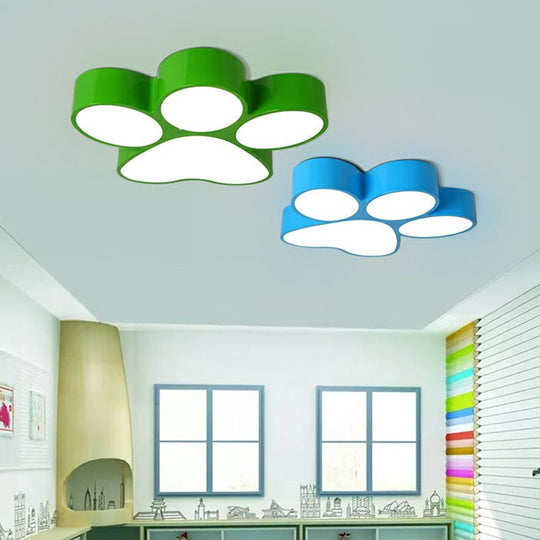 Colorful Dog Paw LED Flush Mount for Kids' Bedroom Ceiling – 18"/23.5" Width