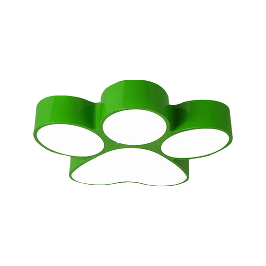 Colorful Dog Paw LED Flush Mount for Kids' Bedroom Ceiling – 18"/23.5" Width