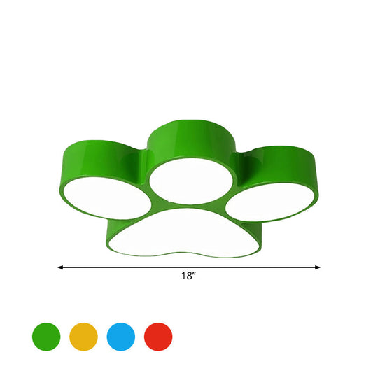 Colorful Dog Paw LED Flush Mount for Kids' Bedroom Ceiling – 18"/23.5" Width