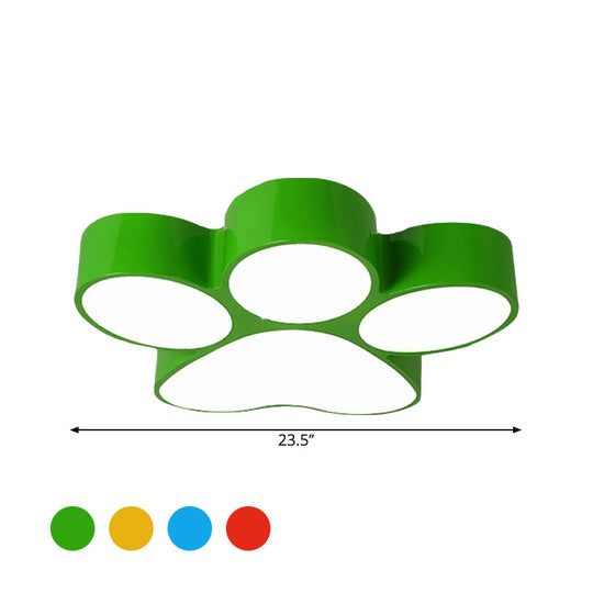 Colorful Dog Paw LED Flush Mount for Kids' Bedroom Ceiling – 18"/23.5" Width