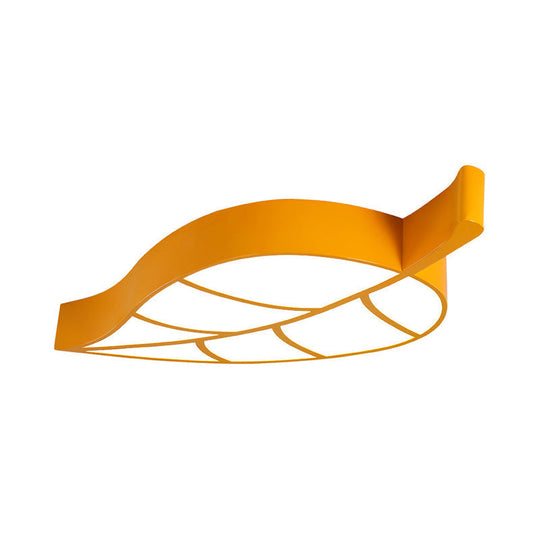 Leaf-Shaped Flush Mount Acrylic LED Ceiling Lamp for Kids' Bedroom in Red/Yellow/Blue