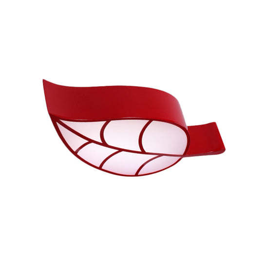 Leaf-Shaped Flush Mount Acrylic LED Ceiling Lamp for Kids' Bedroom in Red/Yellow/Blue
