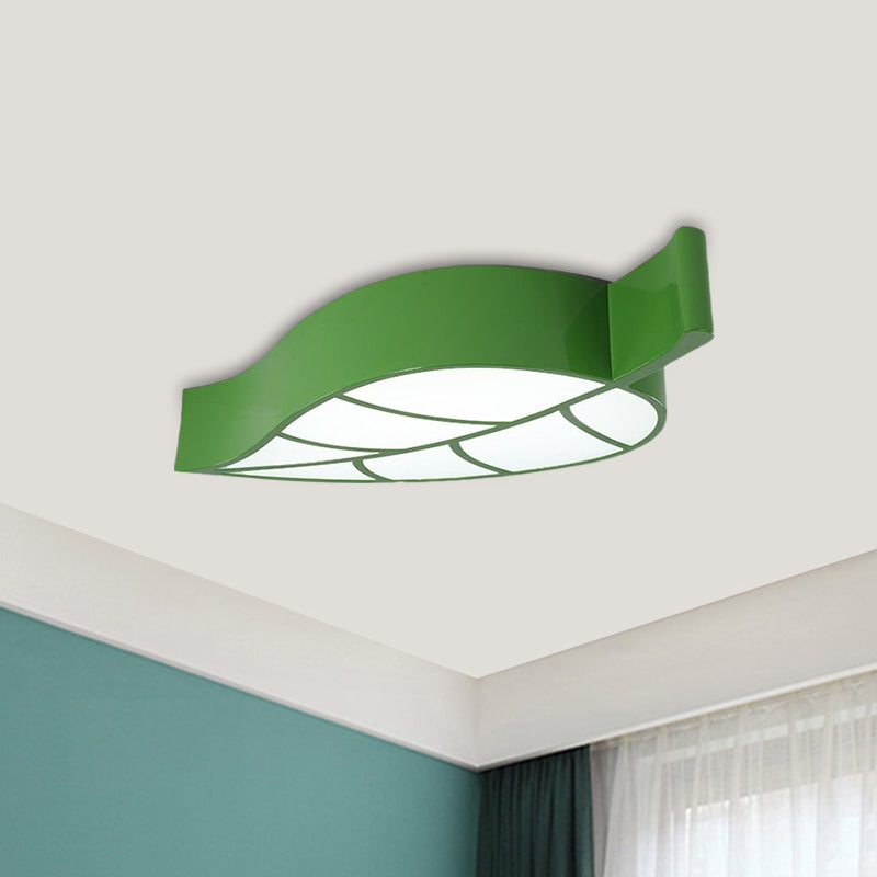 Leaf-Shaped Flush Mount Acrylic LED Ceiling Lamp for Kids' Bedroom in Red/Yellow/Blue