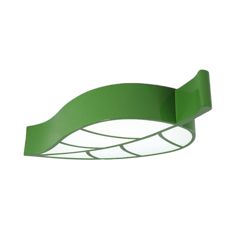 Leaf-Shaped Flush Mount Acrylic LED Ceiling Lamp for Kids' Bedroom in Red/Yellow/Blue