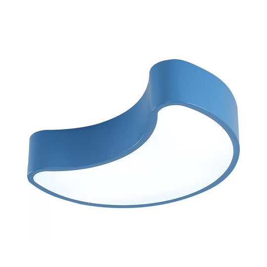 Semi-Moon LED Acrylic Flush Mount Ceiling Fixture for Kids' Leisure Area - White/Red/Yellow Lighting