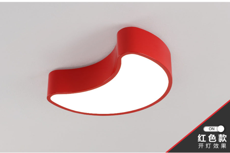 Semi-Moon LED Acrylic Flush Mount Ceiling Fixture for Kids' Leisure Area - White/Red/Yellow Lighting