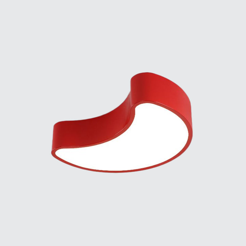 Semi-Moon LED Acrylic Flush Mount Ceiling Fixture for Kids' Leisure Area - White/Red/Yellow Lighting