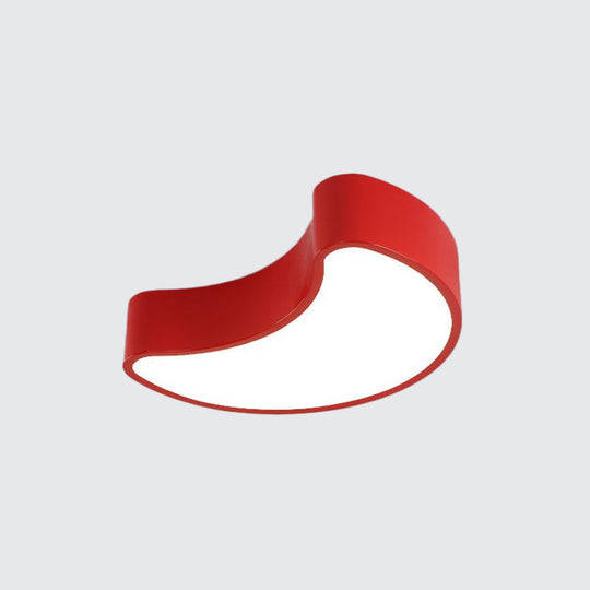 Semi-Moon LED Acrylic Flush Mount Ceiling Fixture for Kids' Leisure Area - White/Red/Yellow Lighting