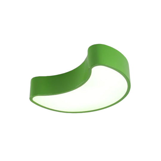 Semi-Moon LED Acrylic Flush Mount Ceiling Fixture for Kids' Leisure Area - White/Red/Yellow Lighting