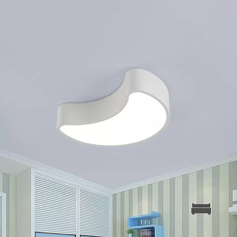 Semi-Moon LED Acrylic Flush Mount Ceiling Fixture for Kids' Leisure Area - White/Red/Yellow Lighting