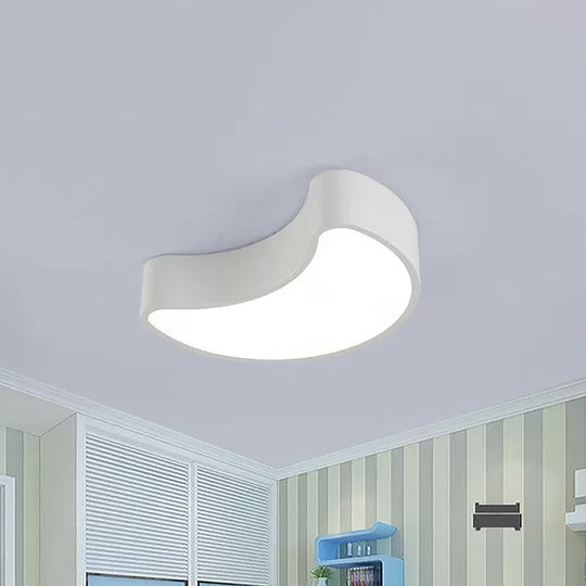 Semi-Moon LED Acrylic Flush Mount Ceiling Fixture for Kids' Leisure Area - White/Red/Yellow Lighting