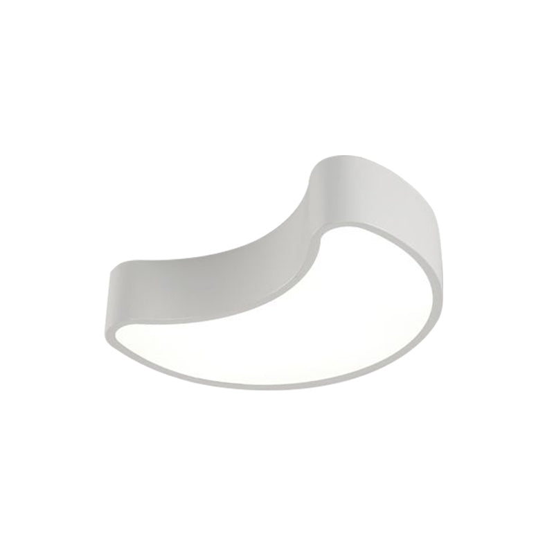 Semi-Moon LED Acrylic Flush Mount Ceiling Fixture for Kids' Leisure Area - White/Red/Yellow Lighting